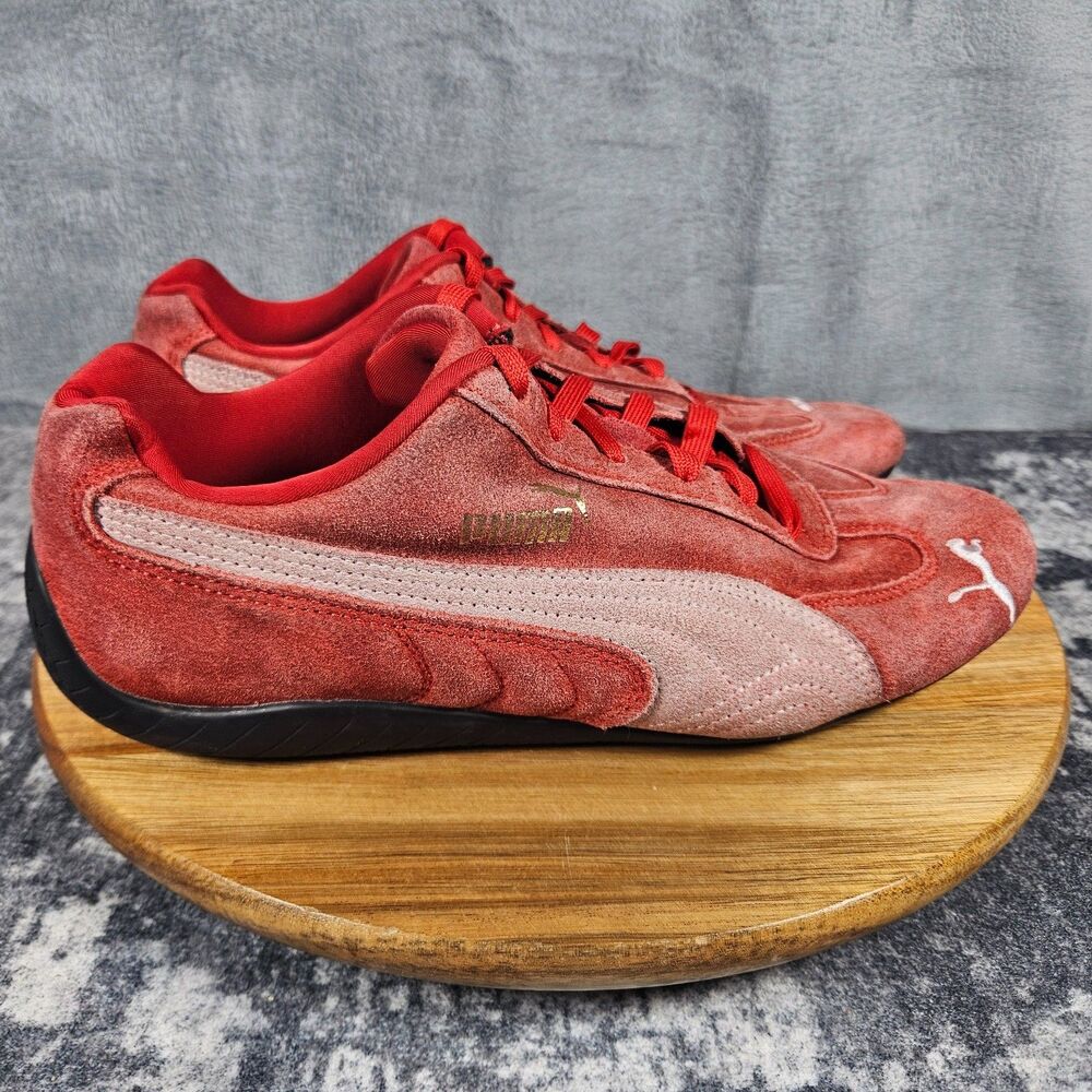 Puma Speedcat OG Shoes Mens Size 10.5 Red White Suede Low Top Sneaker